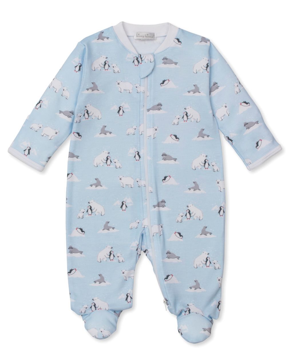 Kissy Kissy Zip Footie in Arctic Awe