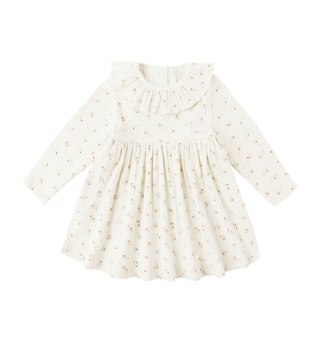 Rylee + Cru Ruffle Collar Dress in Natural Ditsy