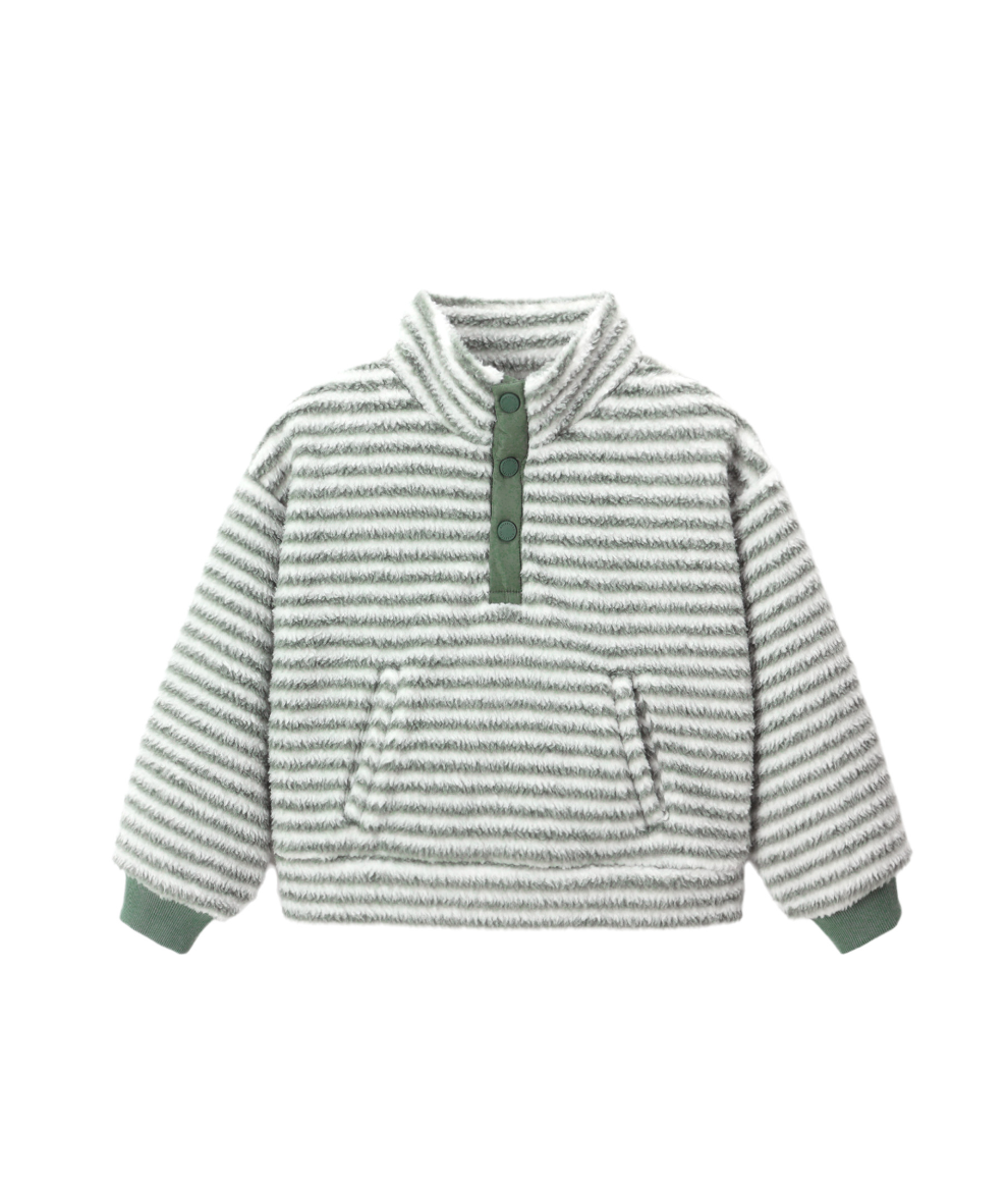 Rylee + Cru Snap Pullover in Evergreen Stripe