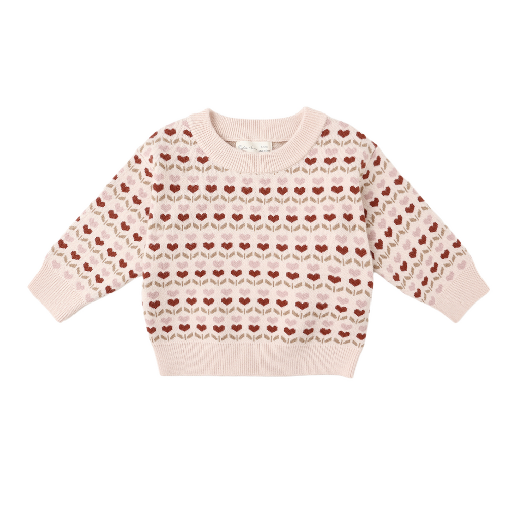 Rylee + Cru Shiloh Sweater in Ruby Hearts