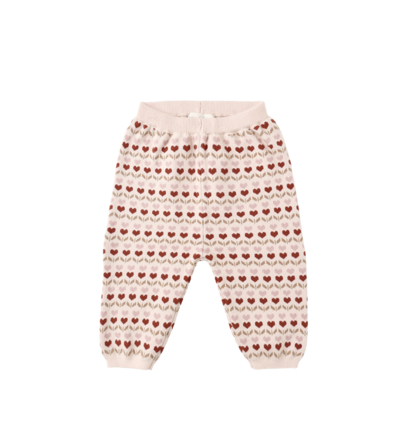 Rylee + Cru Knit Pant in Ruby Hearts