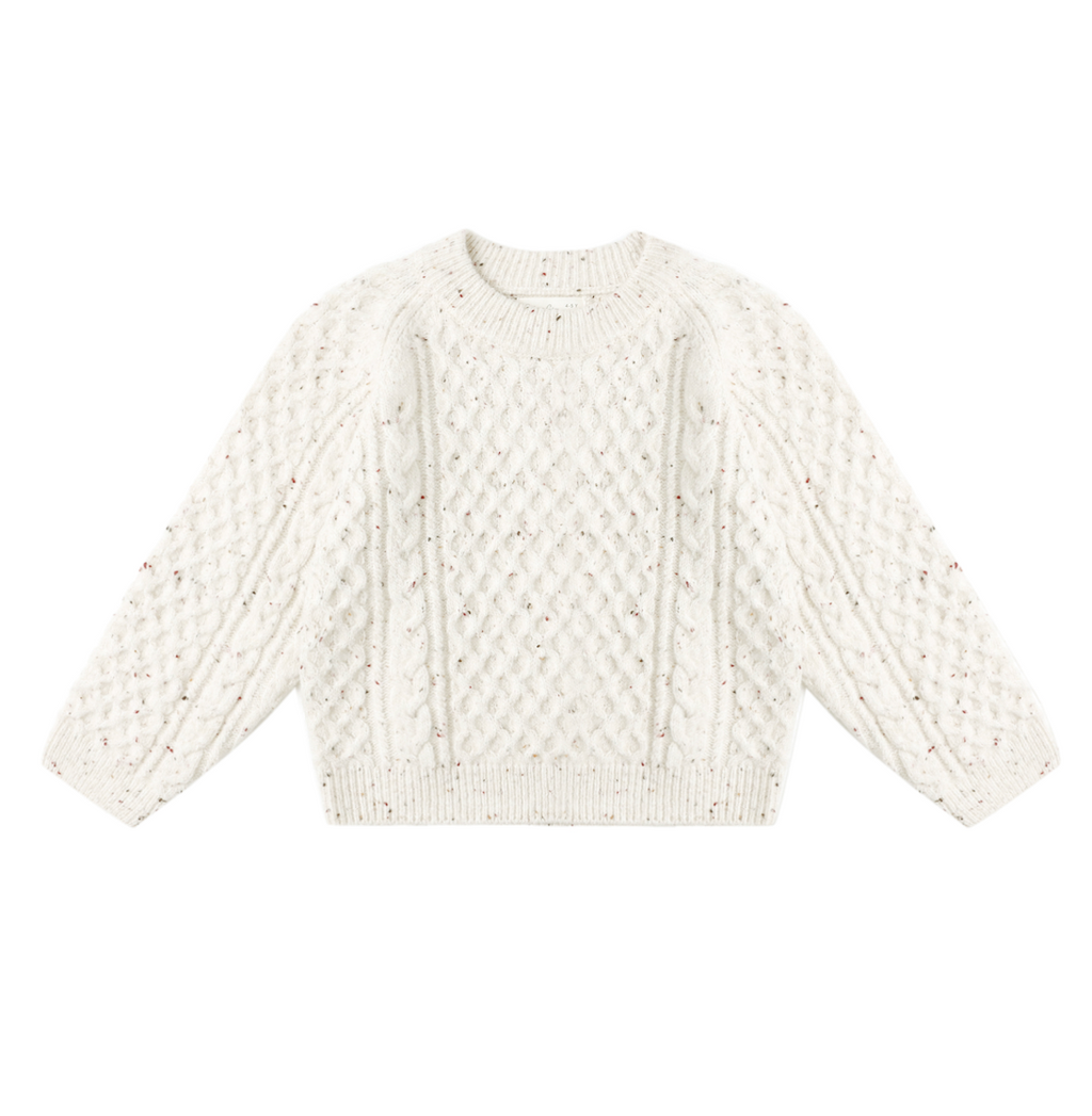Rylee + Cru Cable Sweater in Natural Speckled