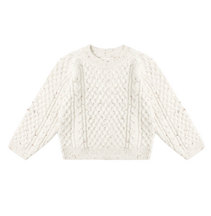Rylee + Cru Cable Sweater in Natural Speckled