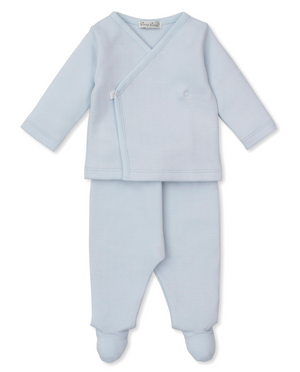 Kissy Kissy Jacquard Footed Pant Set in Blue Sweet Homecoming