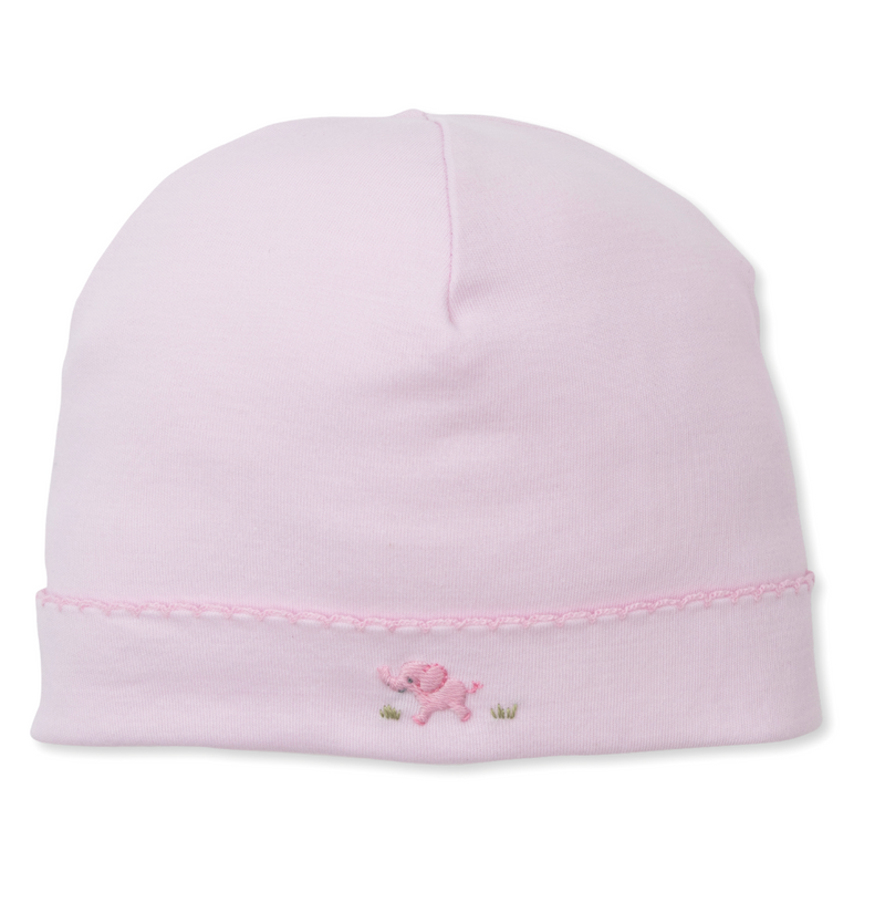 Kissy Kissy Hand Embroidered Hat in Premier Pink Elephant Esprit