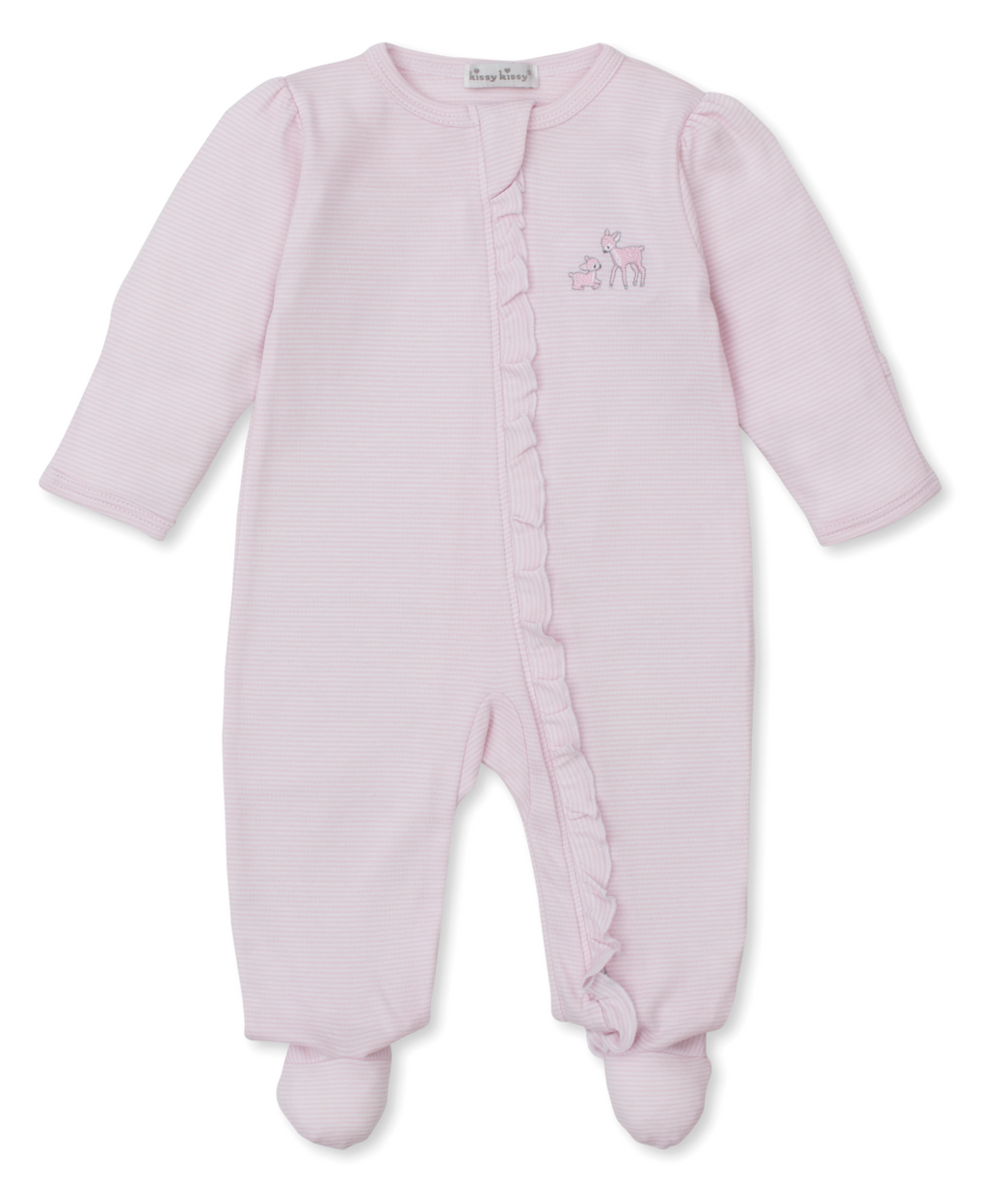 Kissy Kissy Ruffle Zip Footie in Pink Forest Fanfare