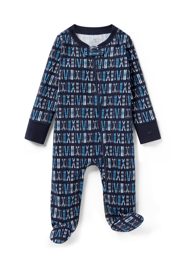 Petite Plume Pima Cotton Baby Romper in Ski Trails