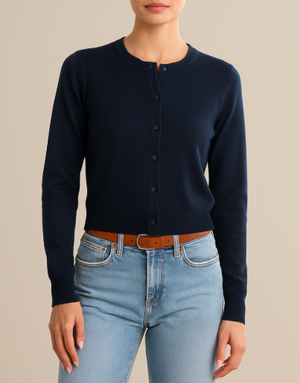 525 America Paloma Saddle Shoulder Cardigan in Dark Blue