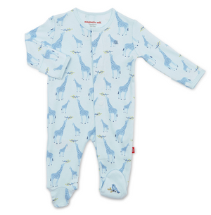 Magnetic Me Organic Cotton Footie in Blue Jolie Giraffe