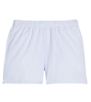 Little English Basic Short in Light Blue Seersucker Gingham