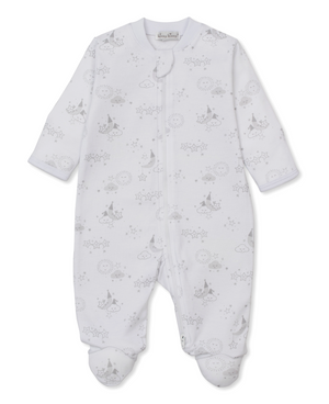 Kissy Kissy Print Zip Footie in Silver Nightfall