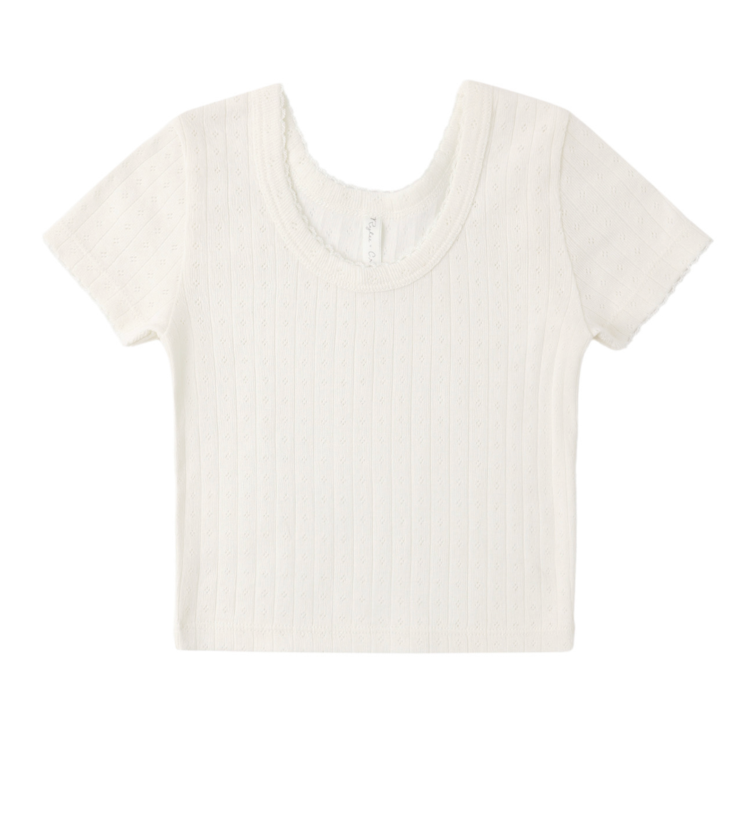 Rylee + Cru Pointelle Tee in Ivory