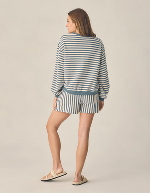 Rylee + Cru Women's Crew and Shorts Set in Marine Stripe