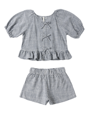 Rylee + Cru Juniper Set in Marine Gingham