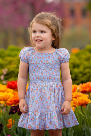 Mabel and Honey Deliah Dress in Blue Tiny Floral