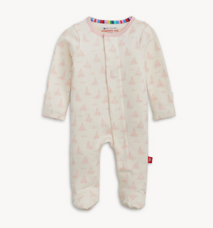 Magnetic Me Organic Cotton Footie in Pink Tiny Tides