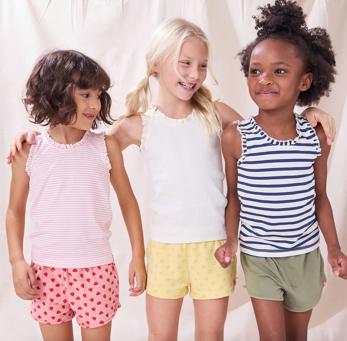 Coop Kids by Pink Chicken Joy Ruffle Rib Tank in Cream