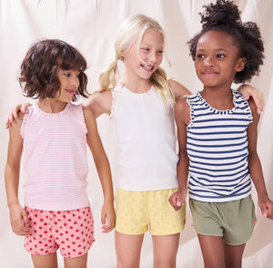 Coop Kids by Pink Chicken Joy Ruffle Rib Tank in Cream