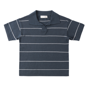 Rylee + Cru Chandler Knit Polo in Navy Stripe