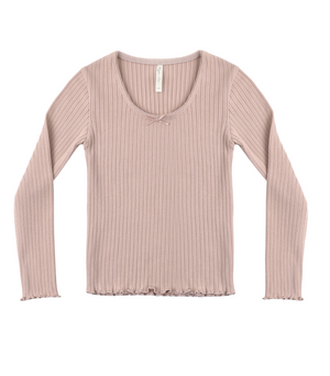 Rylee + Cru Ribbed Long Sleeve Tee in Rosewood