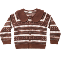 Rylee + Cru Fairisle Cardigan in Mulberry Stripe