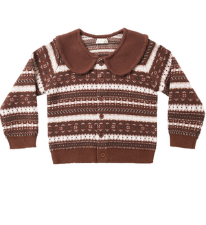 Rylee + Cru Fairisle Cardigan in Mulberry Stripe