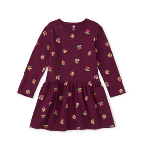Tea Collection Long Sleeve Pocket Dress in Midnight Posy