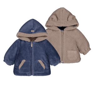 Mayoral Reversible Coat in Indigo/Tan