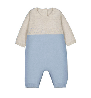 Mayoral Sweater Knit Romper in Sky