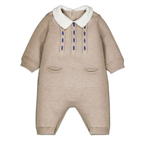 Mayoral Sweater Knit Romper in Mocha