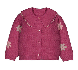 Mayoral Embroidered Cardigan in Petal