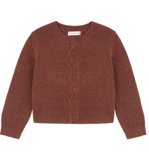 Rylee + Cru Scallop Cardigan in Brick