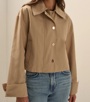 Favorite Daughter The Rue Cropped Trench Coat in Khaki