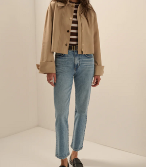 Favorite Daughter The Rue Cropped Trench Coat in Khaki