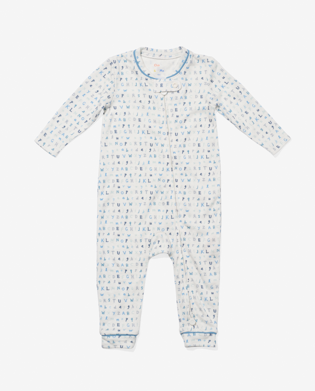 Oso & Me Ziggy Zip Romper in Blue ABC's