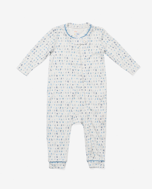 Oso & Me Ziggy Zip Romper in Blue ABC's