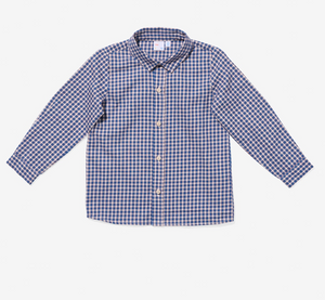 Oso & Me Jeffie Shirt in Marine Tiny Check