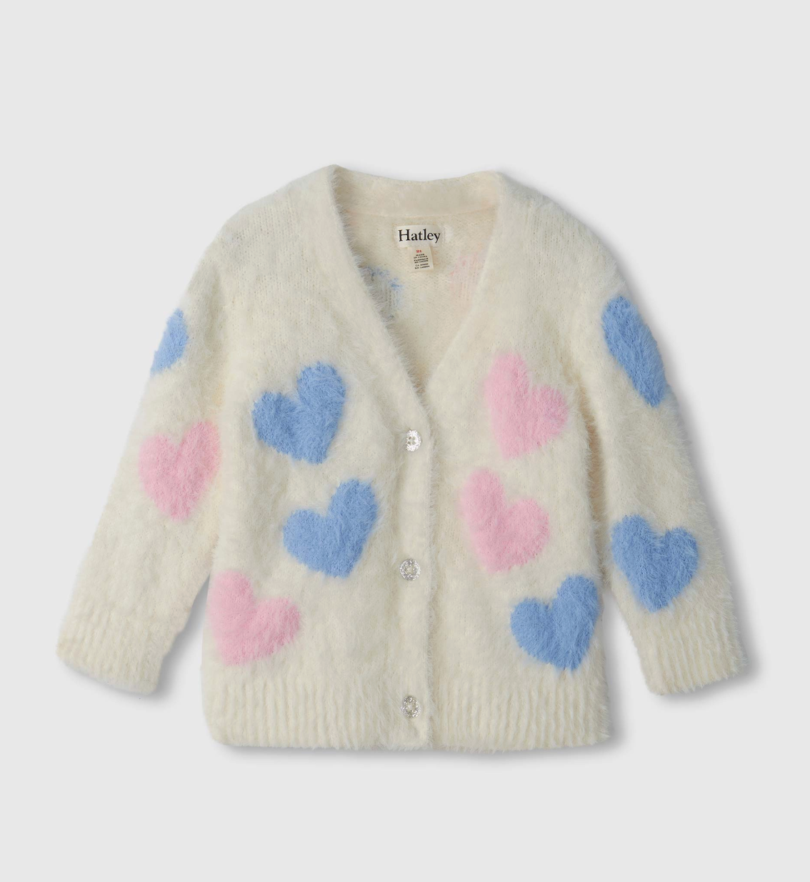 Hatley Fuzzy Cardigan in Jumbo Hearts