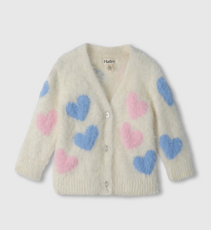 Hatley Fuzzy Cardigan in Jumbo Hearts
