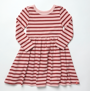 Coop Kids by Pink Chicken Sunny Dress in Pink/Burgundy Stripe