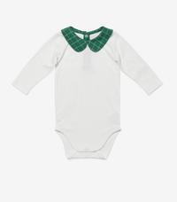 Oso & Me Peter Pan Onesie with Green Holiday Plaid