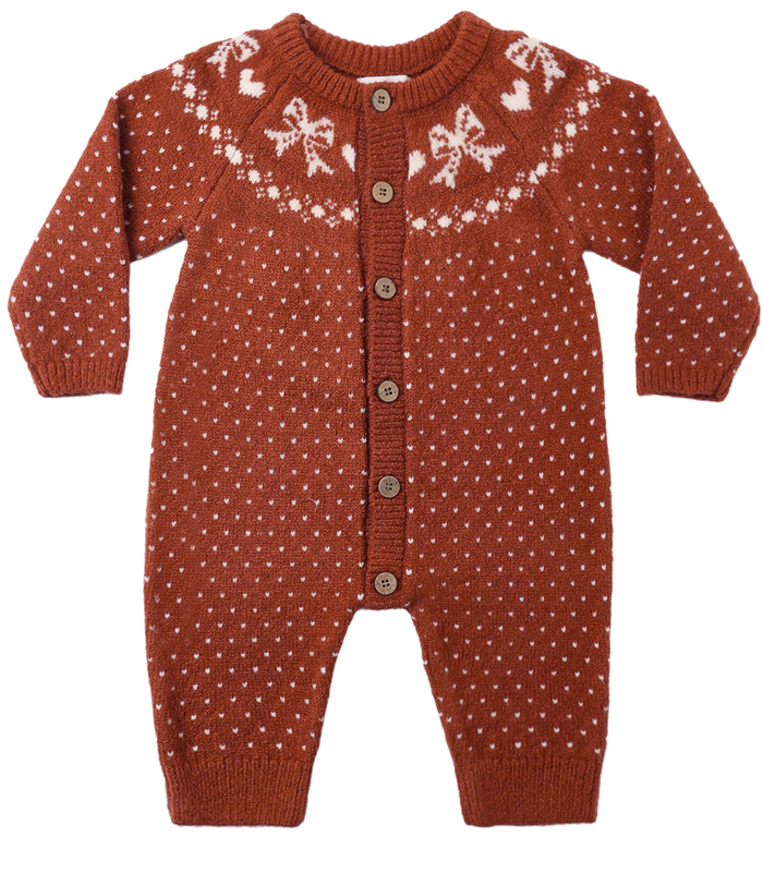 Rylee + Cru Fair Isle Romper in Ruby