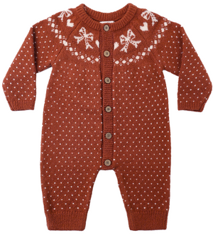 Rylee + Cru Fair Isle Romper in Ruby