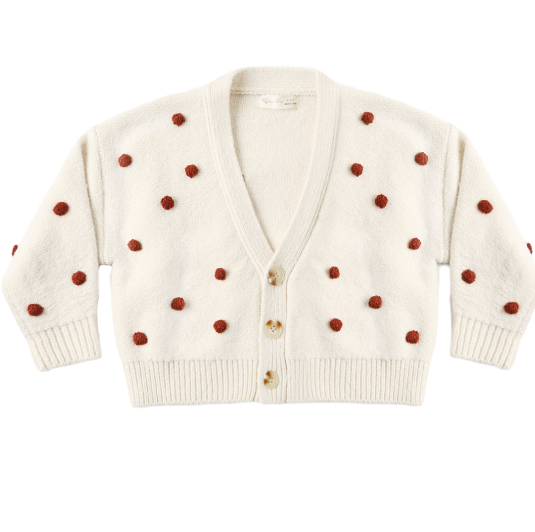 Rylee + Cru Boxy Crop Cardigan in Ruby Bobble