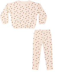 Rylee + Cru Spongey Knit Set in Ruby Dots
