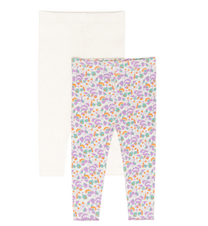 Minnow Baby Leggings-2 pack Cream/Orchid Floral