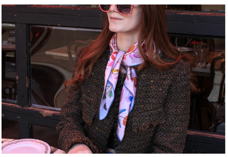 Jessie Zhao New York 25" Double Sided Silk Scarf of Pink Blossom Jungle