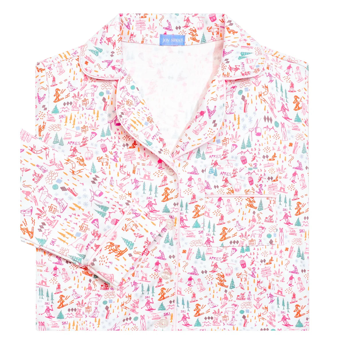 Joy Street Women's Long Pajama Set in Pink Apres Ski
