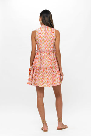 Oliphant Ruffle Tiered Short Dress in Sonoma Orange