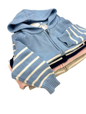 A Soft Idea Striped Zip Hoodie in Navy & White (Copy)
